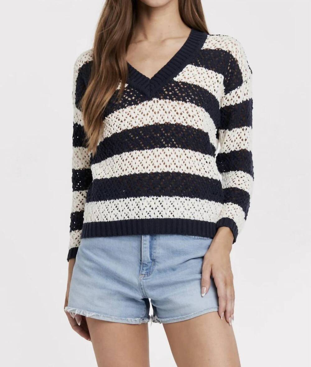 NEW ANOTHER LOVE alani striped sweater in navy white